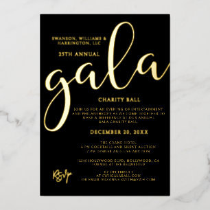 Gala-Event Charity-Fundraising Elegant Schwarz Gol Folieneinladung