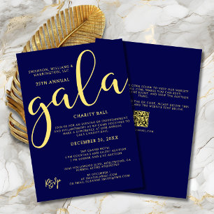 Gala-Event Charity-Fundraising Elegantes Blau Gold Einladung