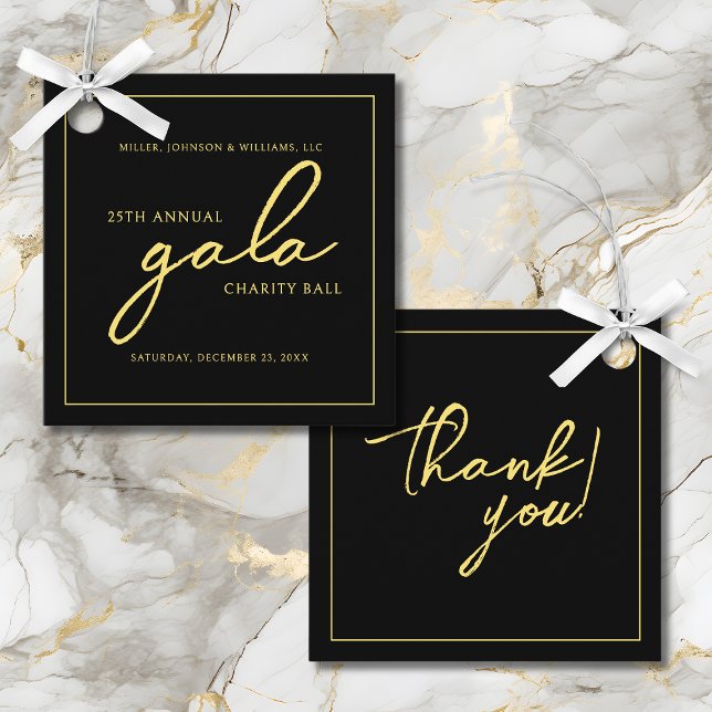 Gala Event Wohltätigkeit Fundraiser Wilhelm Tell Geschenkanhänger (Gala Event Charity Fundraiser Elegant Black and Gold Favor Tags with Company Name, Event Info.)