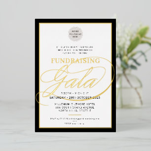 GALA FUNDRAISER Moderne Logokalligrafie, schwarzes Folieneinladung