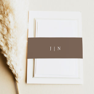 GALA Minimalistische Bohemische Earth Brown Monogr Einladungsbanderole