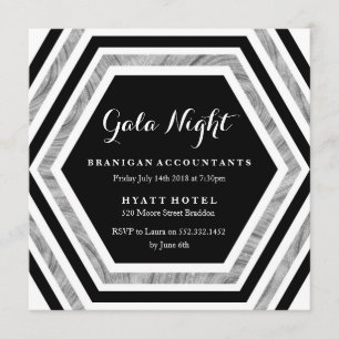 Gala Night Business Funktion Silver Hexagon Einladung