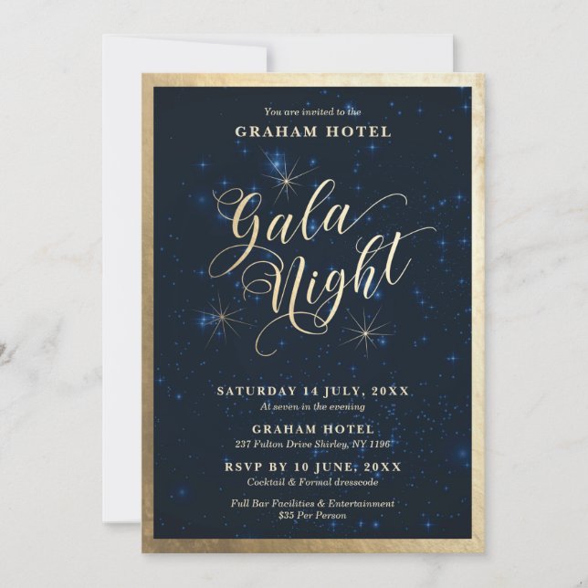 Gala Night Starry Night Sky Einladung (Vorderseite)