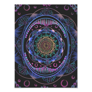 Galactic Bloom Mandala Fotodruck