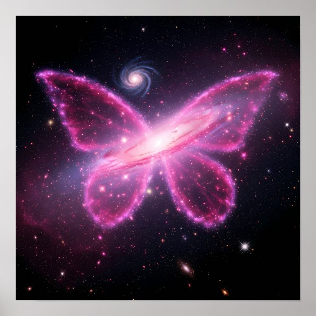 Galactic Butterfly of Light in a Cosmic Sky Poster (Vorne)