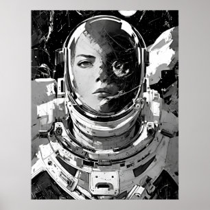 Galactic Dreamer: Astronautenmädchen Poster