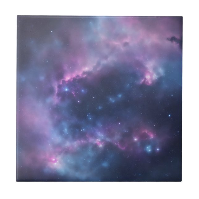Galactic Dreams Soft Watercolor Splash on Blue Fliese (Vorderseite)
