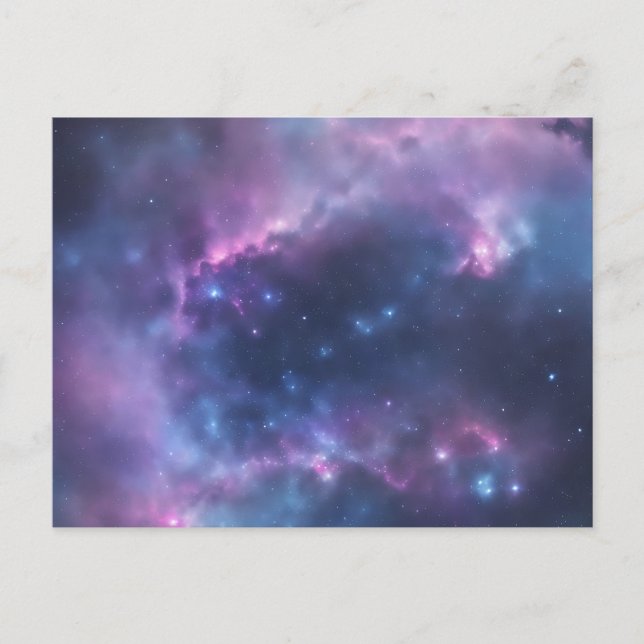 Galactic Dreams Soft Watercolor Splash on Blue Postkarte (Vorderseite)