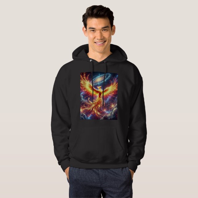 Galactic Fire Phoenix Hoodie T - Shirt Design. (Vorne ganz)