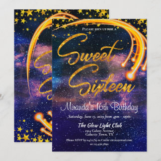 Galactic Glow Light 16 . Geburtstag Geburtstagspar Einladung