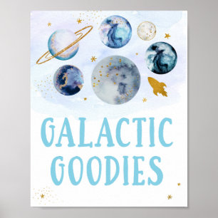 Galactic Goodies Galaxy Blue Gold Space Geburtstag Poster
