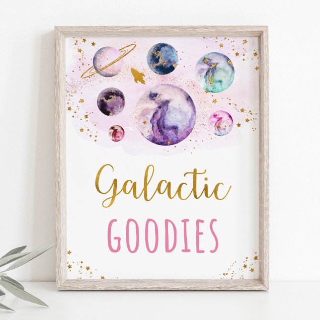 Galactic Goodies Pink Gold Space Geburtstag Poster (Von Creator hochgeladen)