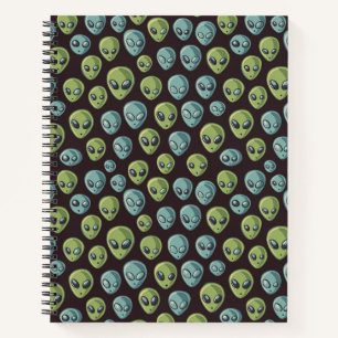 "Galactic Goofballs: Alien Antics on Black" Notizbuch