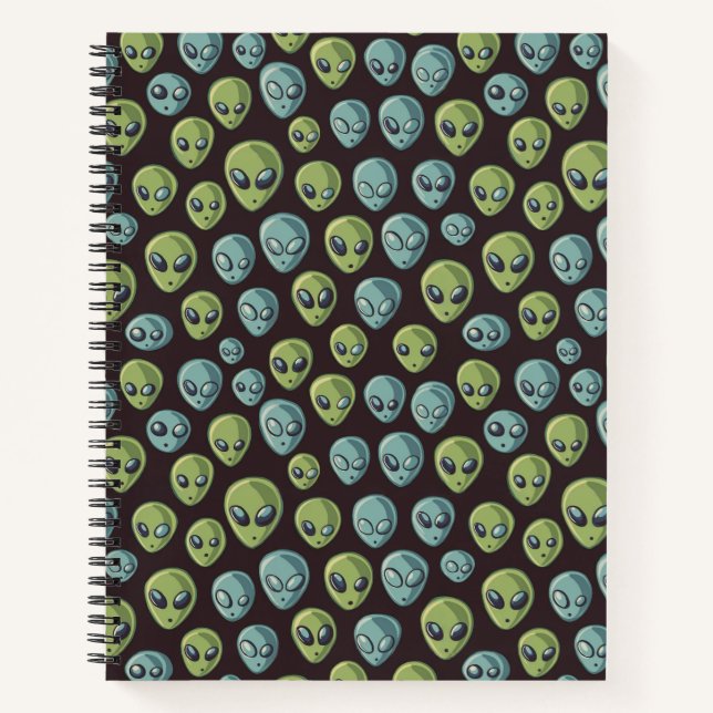 "Galactic Goofballs: Alien Antics on Black" Notizbuch (Vorderseite)