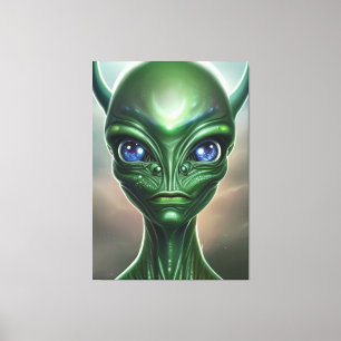 Galactic Green Alien Canvas Print Leinwanddruck