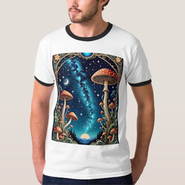 Galactic Mushroom Forest Fantasy T - Shirt (Vorderseite)