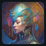 Galactic Queen Science Fiction Fantasy Quadratischer Aufkleber<br><div class="desc">Fantasy Art Produkte von The Lunarium.</div>