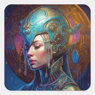 Galactic Queen Science Fiction Fantasy Quadratischer Aufkleber