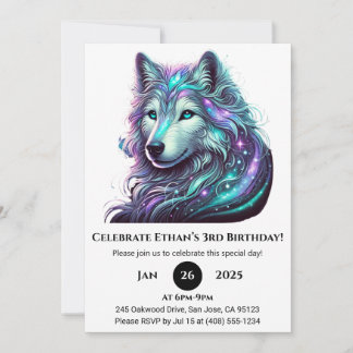 Galactic Spirit Wolf Geburtstag Einladung