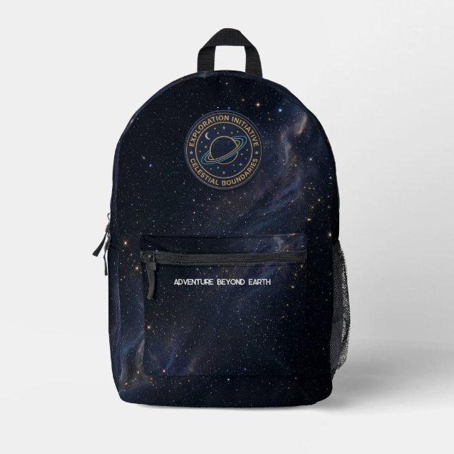 Galactic Stars & Space Explorer Backpack Bedruckter Rucksack (Vorderseite)
