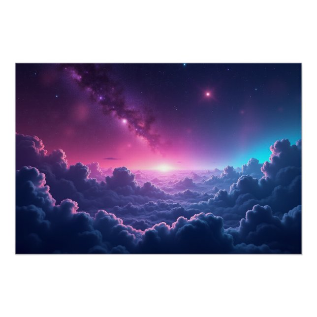Galactic Sunrise Over the Clouds Poster (Vorderseite)