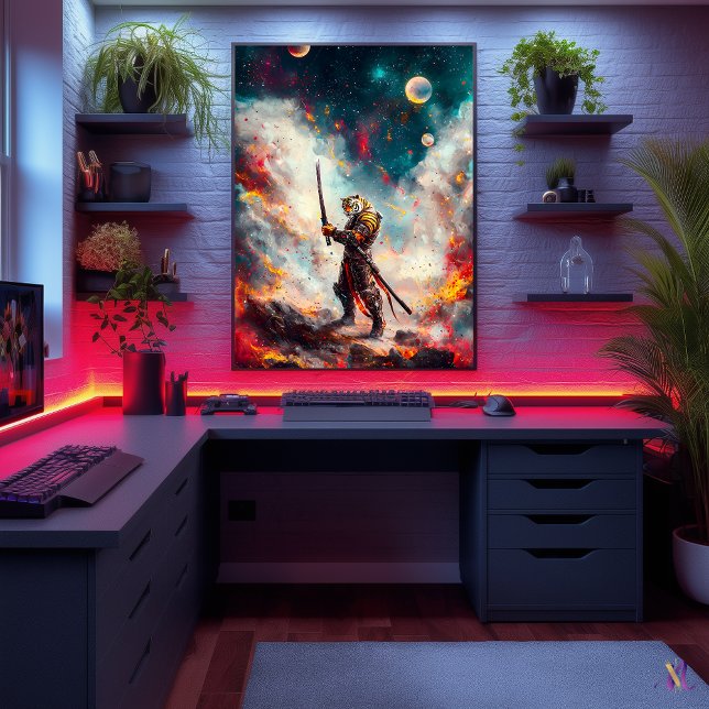 Galactic Tiger Samurai - Master der kosmischen Bla Poster (Von Creator hochgeladen)