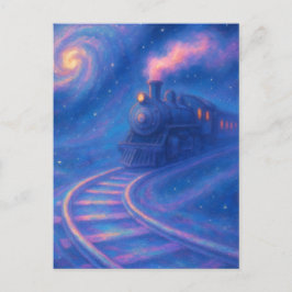 Galactic Train Track - Pastel Style Fantasy Art Postkarte