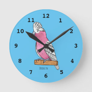 Galah bird cartoon illustration runde wanduhr