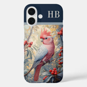 Galah Cockatoo Parrot Monogram Personalisiert iPhone 16 Hülle