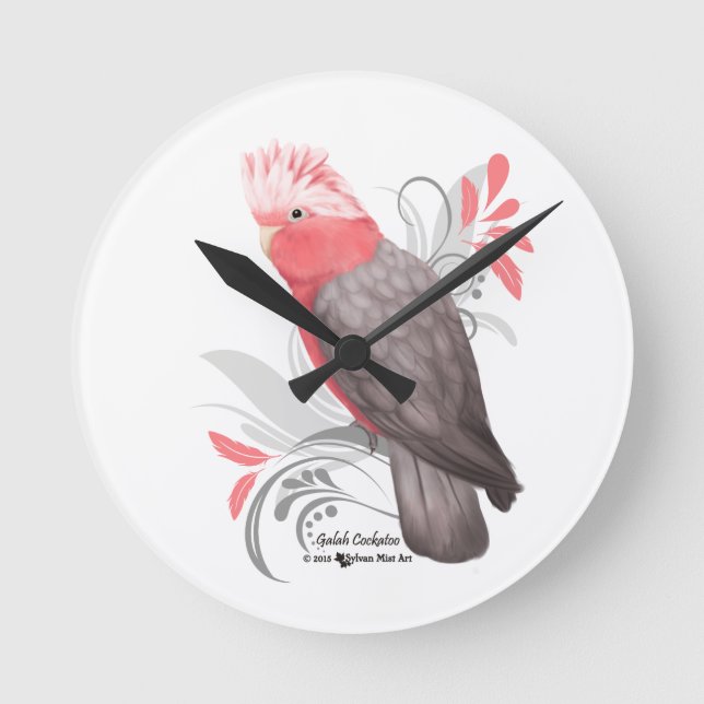 Galah Cockatoo Runde Wanduhr (Vorderseite)