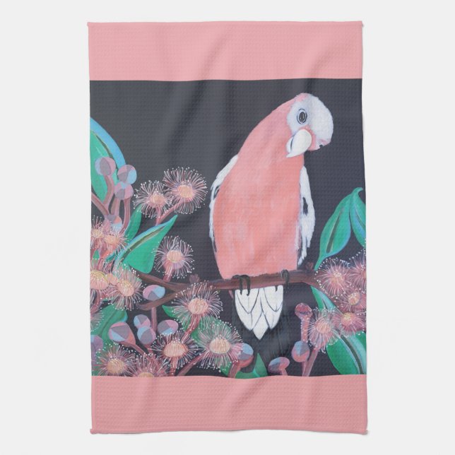 Galah & Gum Nuts Pink Geschirrtuch (Vertikal)