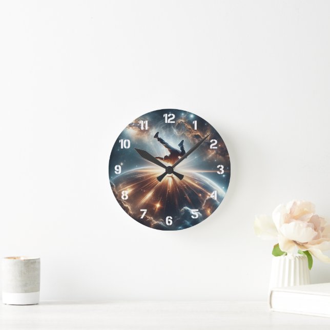 Galaktische Breakdance Explosion im tiefen Raum Runde Wanduhr (Zuhause)