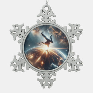 Galaktische Breakdance Explosion im tiefen Raum Schneeflocken Zinn-Ornament