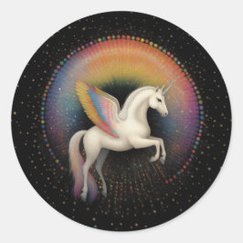 Galaktische Einhorn-Regenbogenfarben Sterne Tiefga Runder Aufkleber