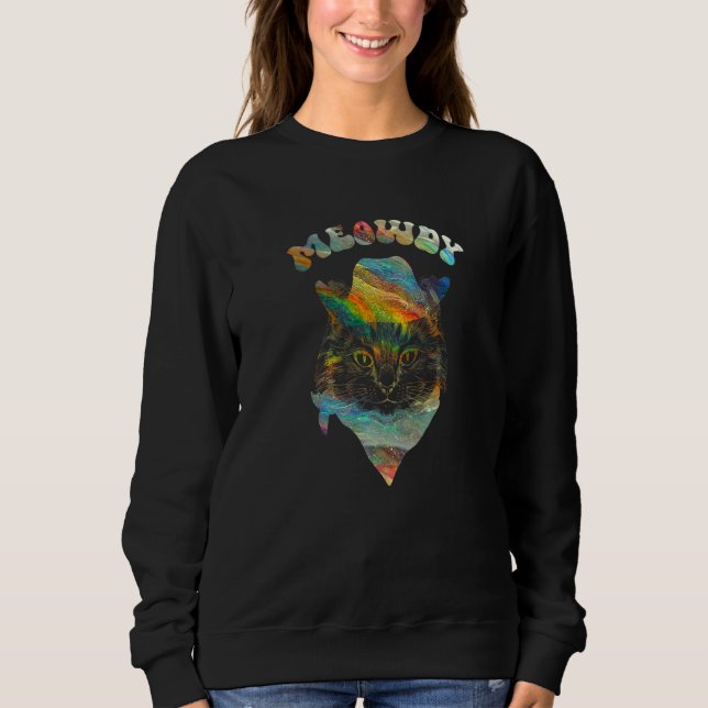 Galaktische Gefärbte Krawatte Meowdy Texas Cat Mem Sweatshirt (Vorderseite)