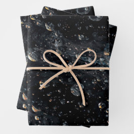 Galaktische Gemsteintropfen auf einer kosmischen L Geschenkpapier Set