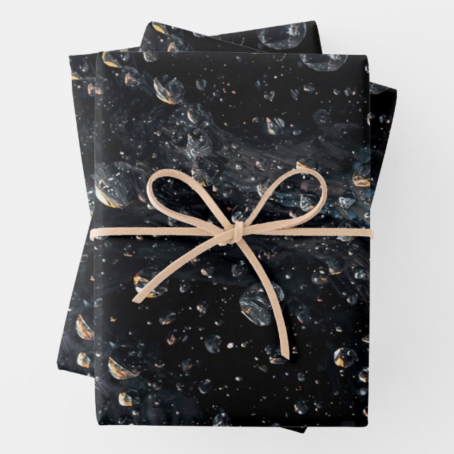 Galaktische Gemsteintropfen auf einer kosmischen L Geschenkpapier Set (Beispiel)