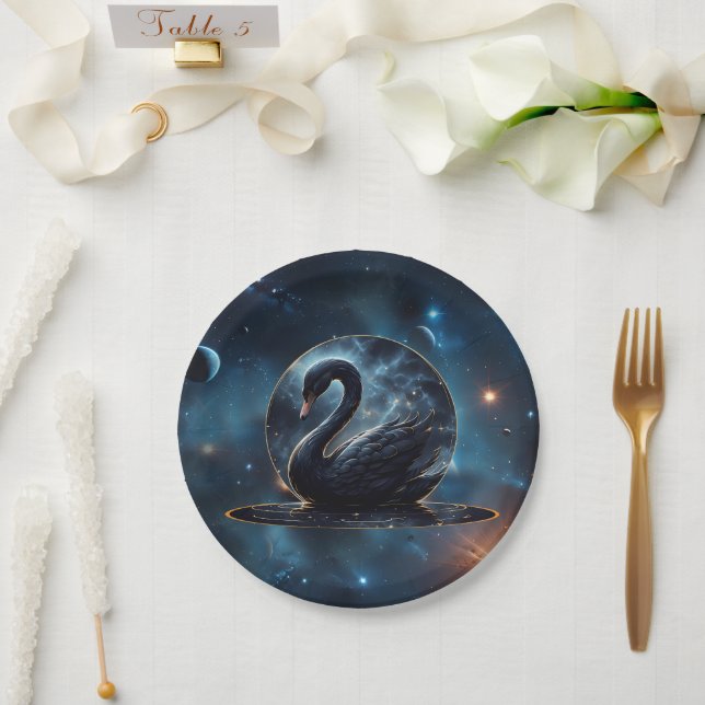 Galaktische Grace: Der Schwarze Schwan. Pappteller (Hochzeit)