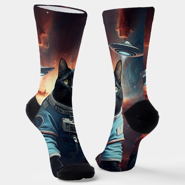 Galaktische Katzenastronautin Socken (Gewinkelt)