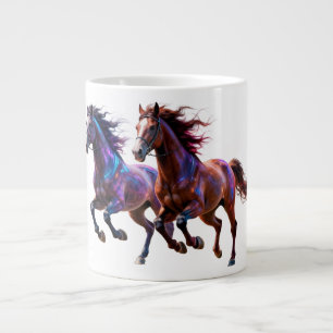 Galaktische Laufende Neon-Mystische Pferde Paar Fa Jumbo-Tasse