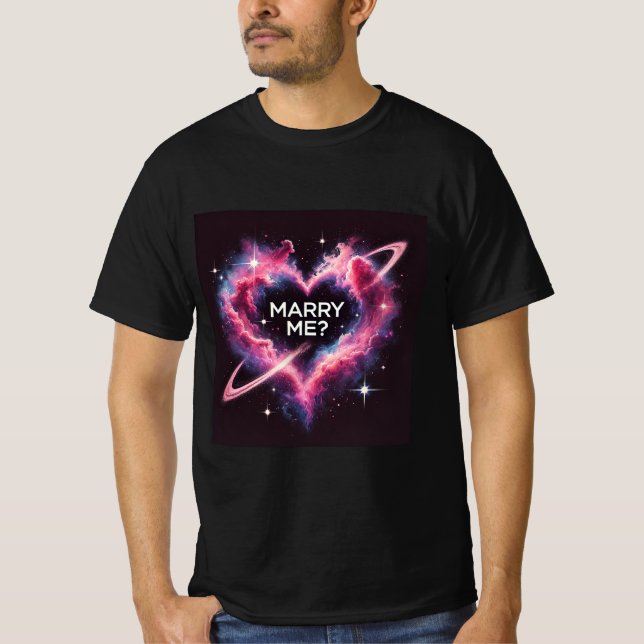 Galaktische Liebe Vorschlag Marry Me Mens Tshirt (Vorderseite)