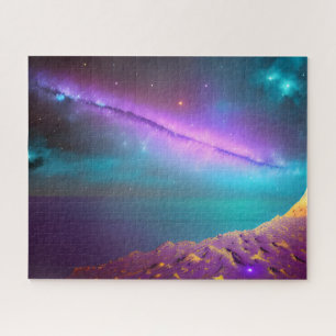 Galaktische Lila Kometaufnahmen über Himmel über d Puzzle