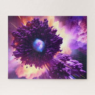 Galaktische lila Nebel-Wolken im Weltraum Puzzle