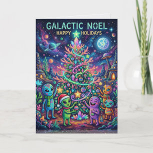 Galaktische Noel-Alien-Weihnachtskarte Karte