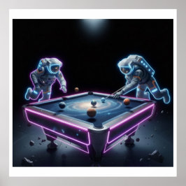 Galaktische Poolnacht – Astronauten spielen kosmis Poster