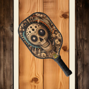 Galaktische Schädelkunst auf dem Spitzhymne Pickleball Schläger