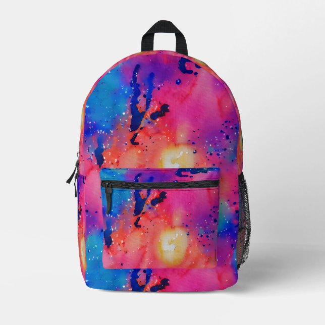 Galaktische Splash: Kosmischer Aquarellrücksack Bedruckter Rucksack (Vorderseite)