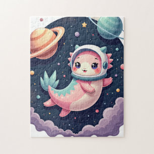 Galaktischer Axolotl-Aufkleber Süße Weltraumkatze  Puzzle