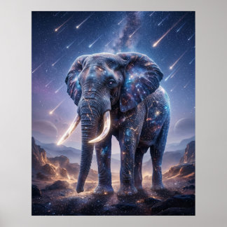 Galaktischer Elefant Sternenfall Himmel Poster