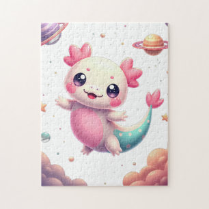 Galaktischer Kawaii Axolotl Weltraum Fantasy Süßes Puzzle